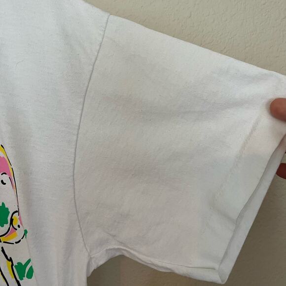 Vintage 80s Screen Stars Best Flamingo print white & pink single stitch T shirt - Picture 3 of 11